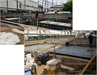 土間打ち(布基礎立ちあげ上げ枠工)